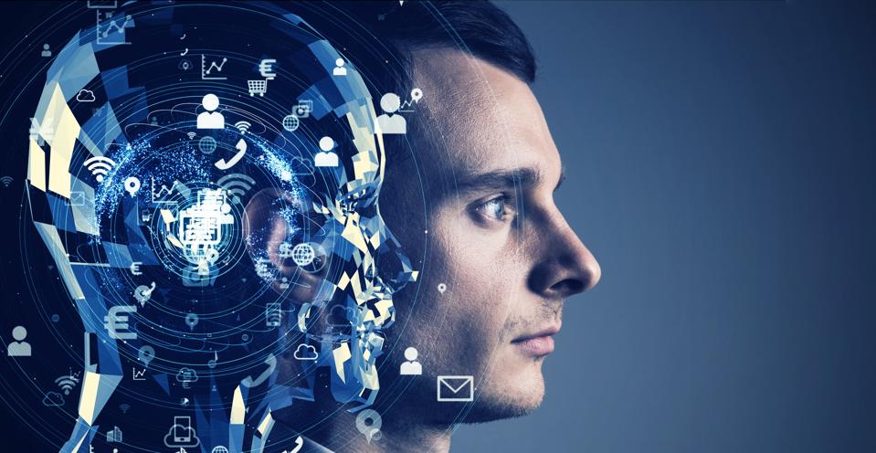 AI (Artificial Intelligence) concept. Communication network.