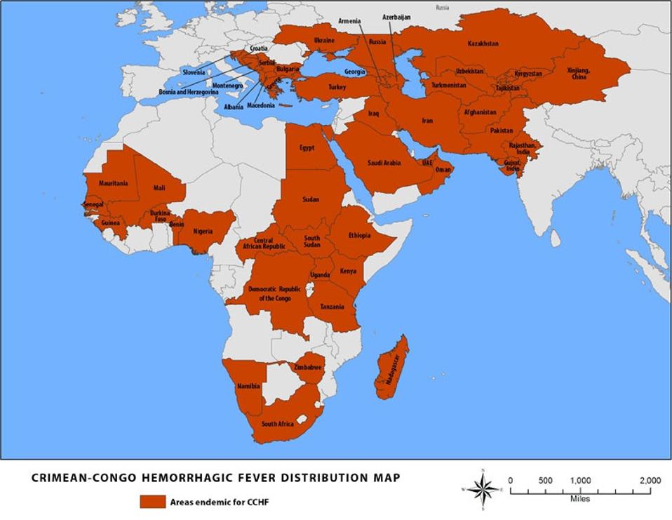CCHF distribution map