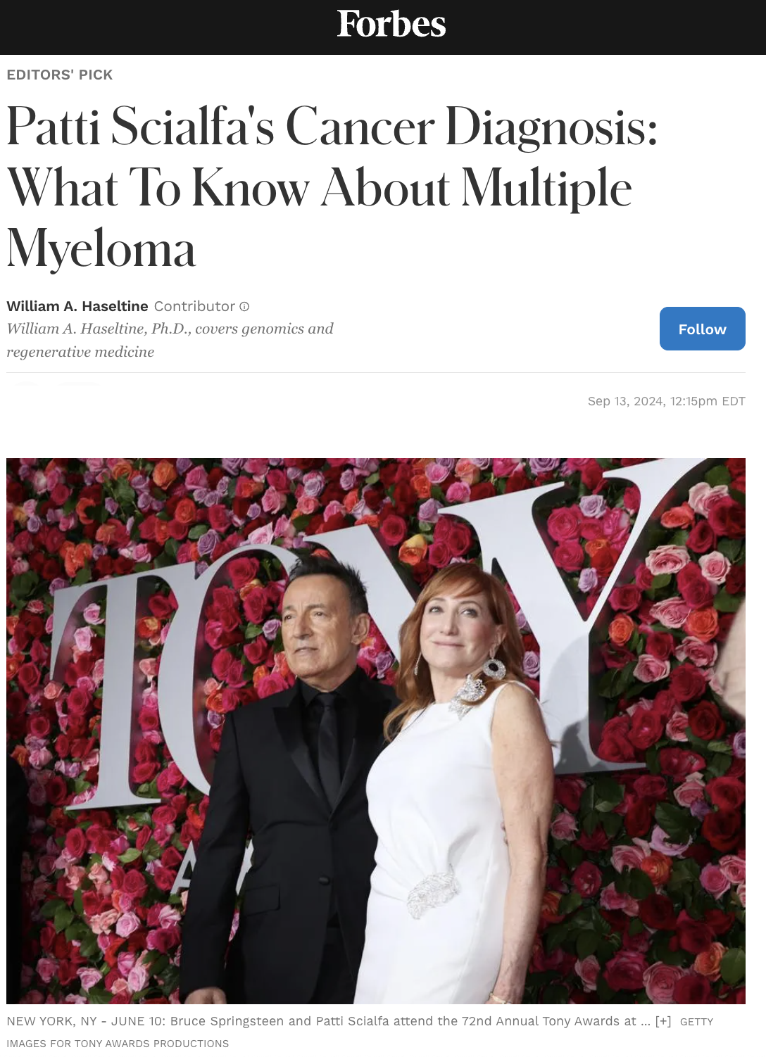 Patti Scialfa Multiple Myeloma